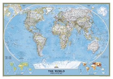 Magneetbord - Wereldkaart 85PM Wereldkaart, World Political, 280 x 194 cm | National Geographic