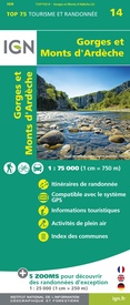 Fietskaart - Wandelkaart 75014 Gorges et Monts d'Ardèche - Ardeche | IGN - Institut Géographique National